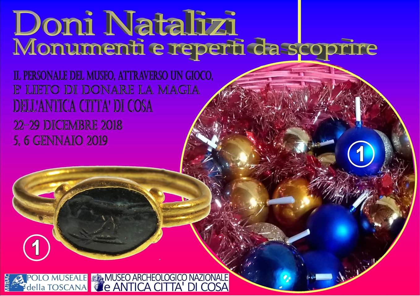 Orbetello (GR) – Museo Archeologico Nazionale e Antica Città di Cosa. “Doni natalizi: monumenti e reperti da scoprire”