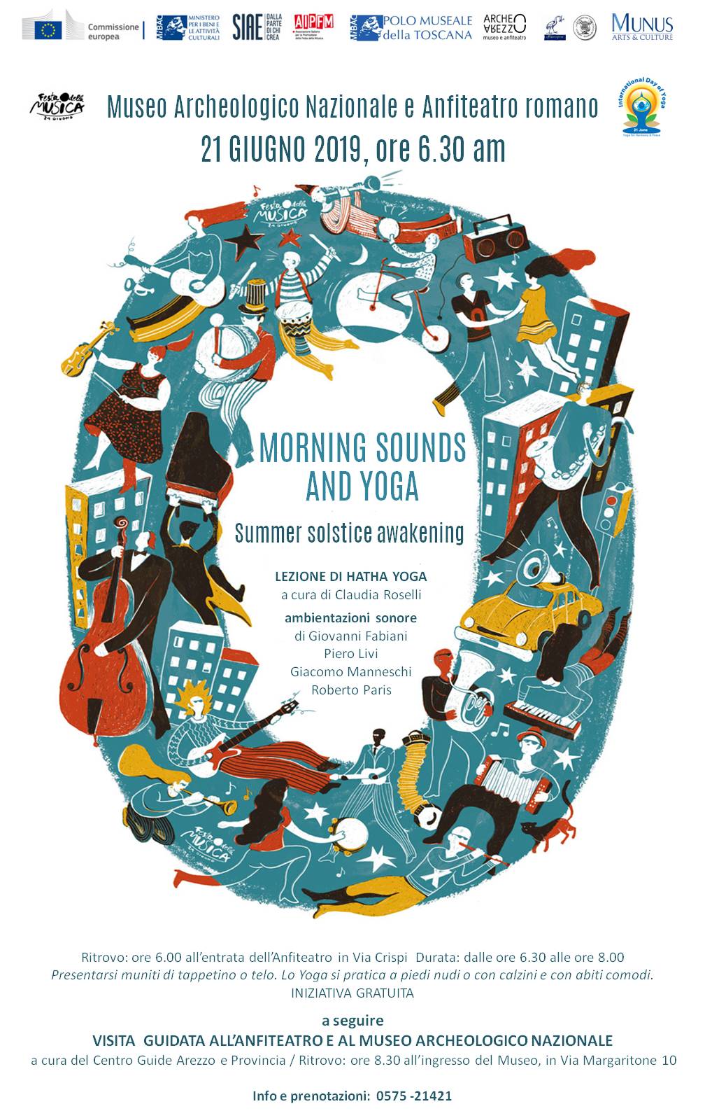 Arezzo – Anfiteatro romano e Museo Archeologico Nazionale “Gaio Cilnio Mecenate”. Festa della Musica e Giornata Internazionale dello Yoga “Morning Sounds and Yoga. Summer solstice awakening”