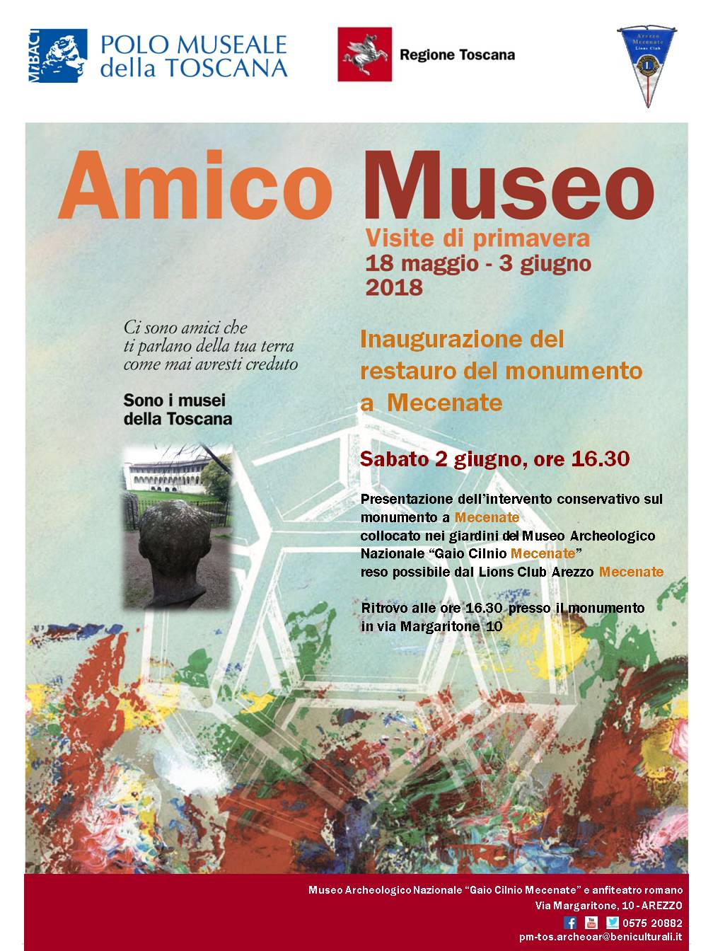 Arezzo – Museo Archeologico Nazionale “Gaio Cilnio Mecenate”. “Inaugurazione del monumento a Mecenate restaurato” e una domenica “A tavola con gli antichi romani” .