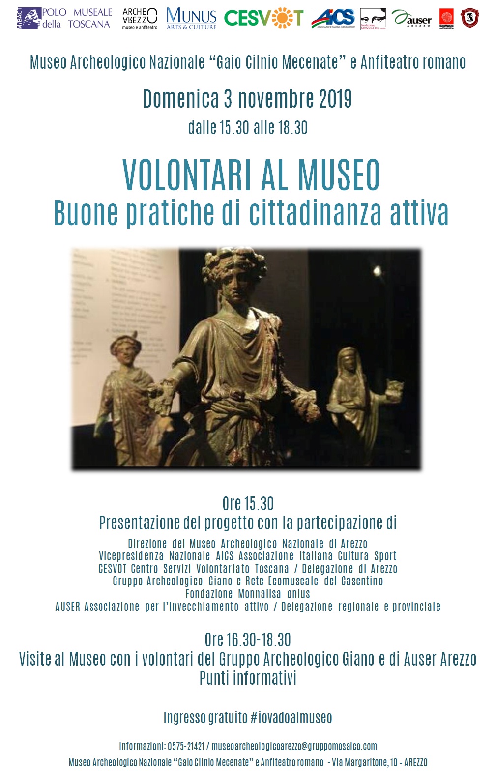 Arezzo – Museo Archeologico Nazionale “Gaio Cilnio Mecenate”. Volontari al Museo. Buone pratiche di cittadinanza attiva