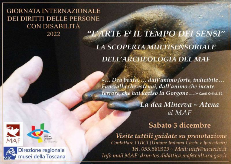 “Giornata Internazionale dei Diritti delle Persone con Disabilità” L’arte e il tempo dei sensi. La scoperta multisensoriale dei capolavori del museo “La dea Minerva-Atena al MAF”