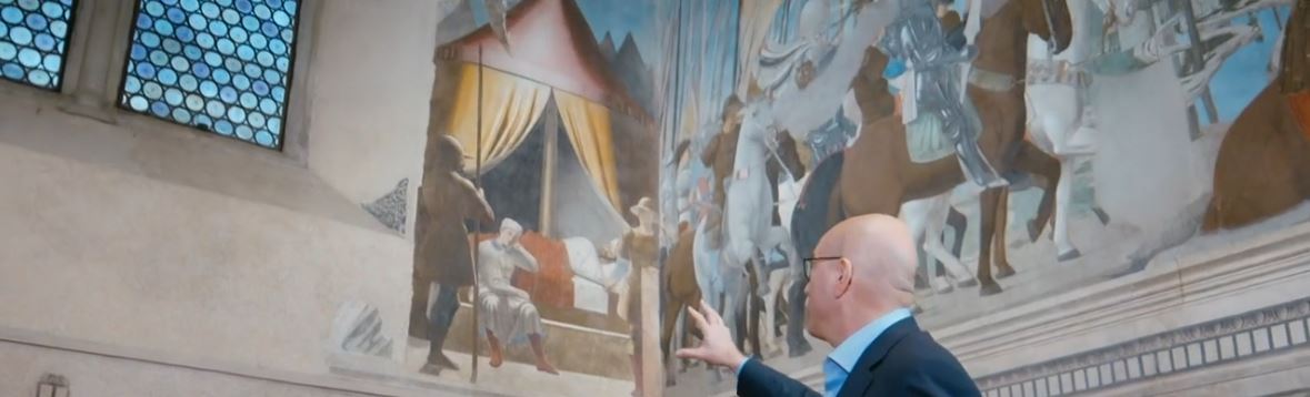 Gli affreschi della Leggenda della Vera Croce di Piero della Francesca protagonisti su La7 dell’ultima puntata di “Una giornata particolare” di Aldo Cazzullo