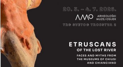 Oltre centotrenta opere provenienti dal Museo nazionale etrusco di Chiusi nella mostra “Gli Etruschi del fiume scomparso – Volti e Miti dai Musei di Chiusi e di Chianciano” al Museo Archeologico di Osijek in Croazia