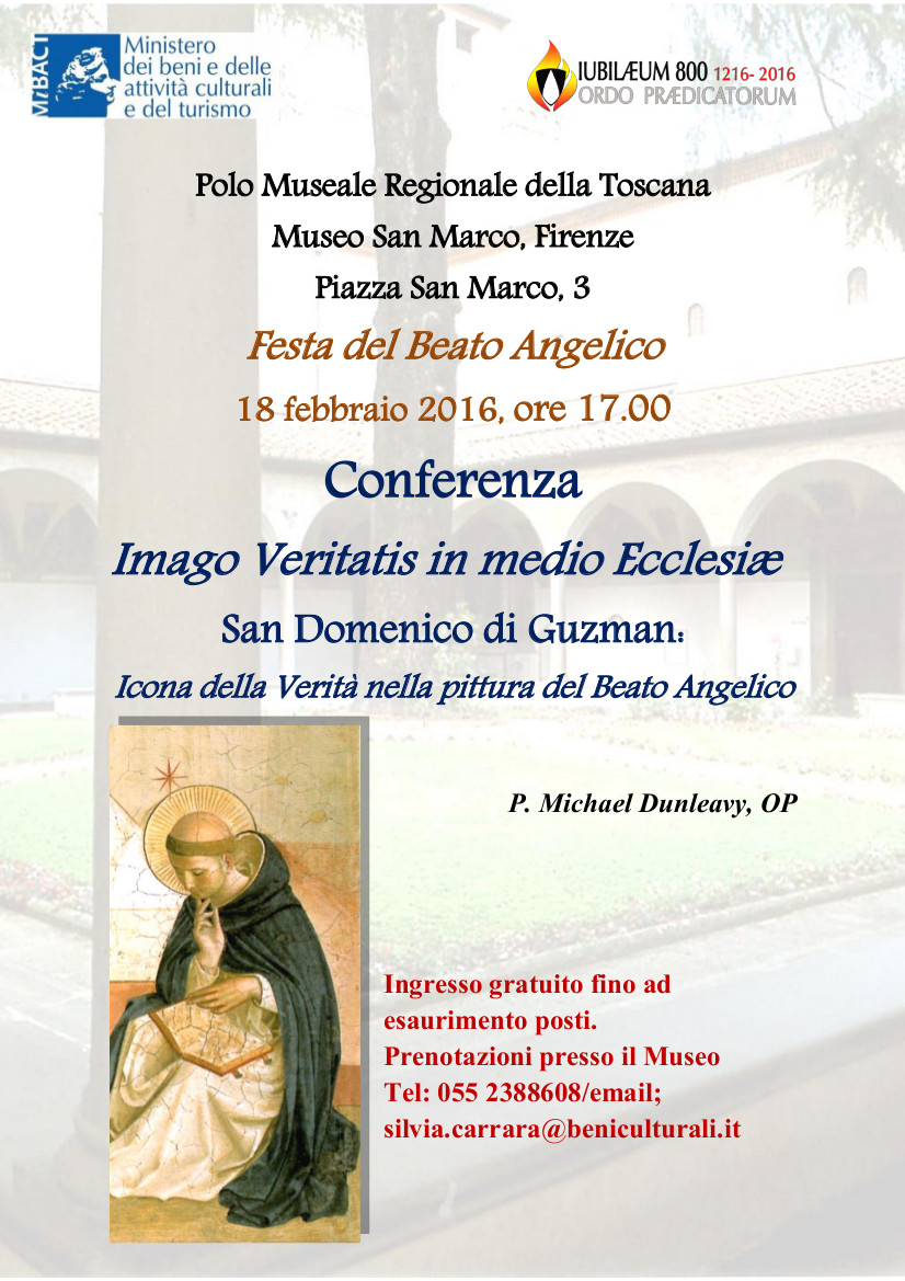 Festa del Beato Angelico, conferenza  di P. Michael Dunleavy  O.P.  %u201CImago Veritatis in medio Ecclesiae%u201D. San Domenico di Guzmán: Icona della Verità nella pittura del Beato Angelico