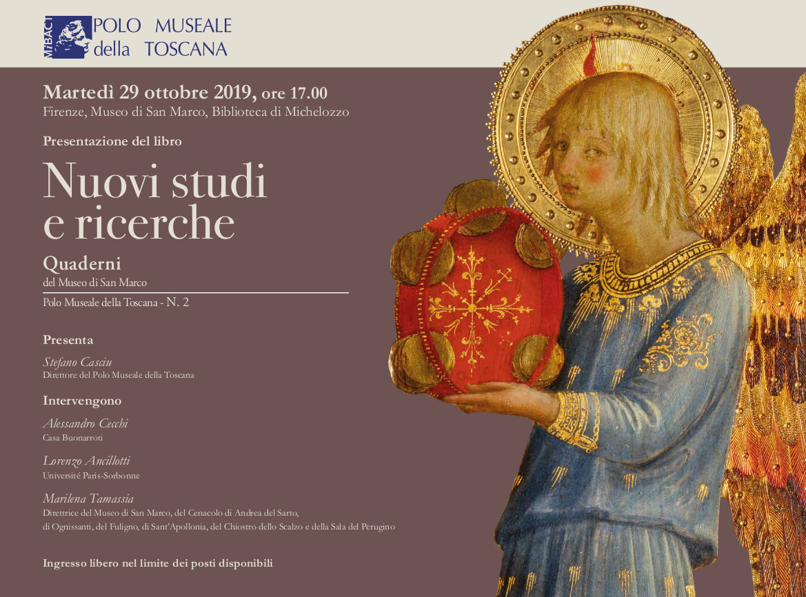 Firenze – Museo di San Marco. #150MuseoSanMarco. Presentazione del N.2 dei Quaderni del Museo di San Marco “Nuovi studi e ricerche”