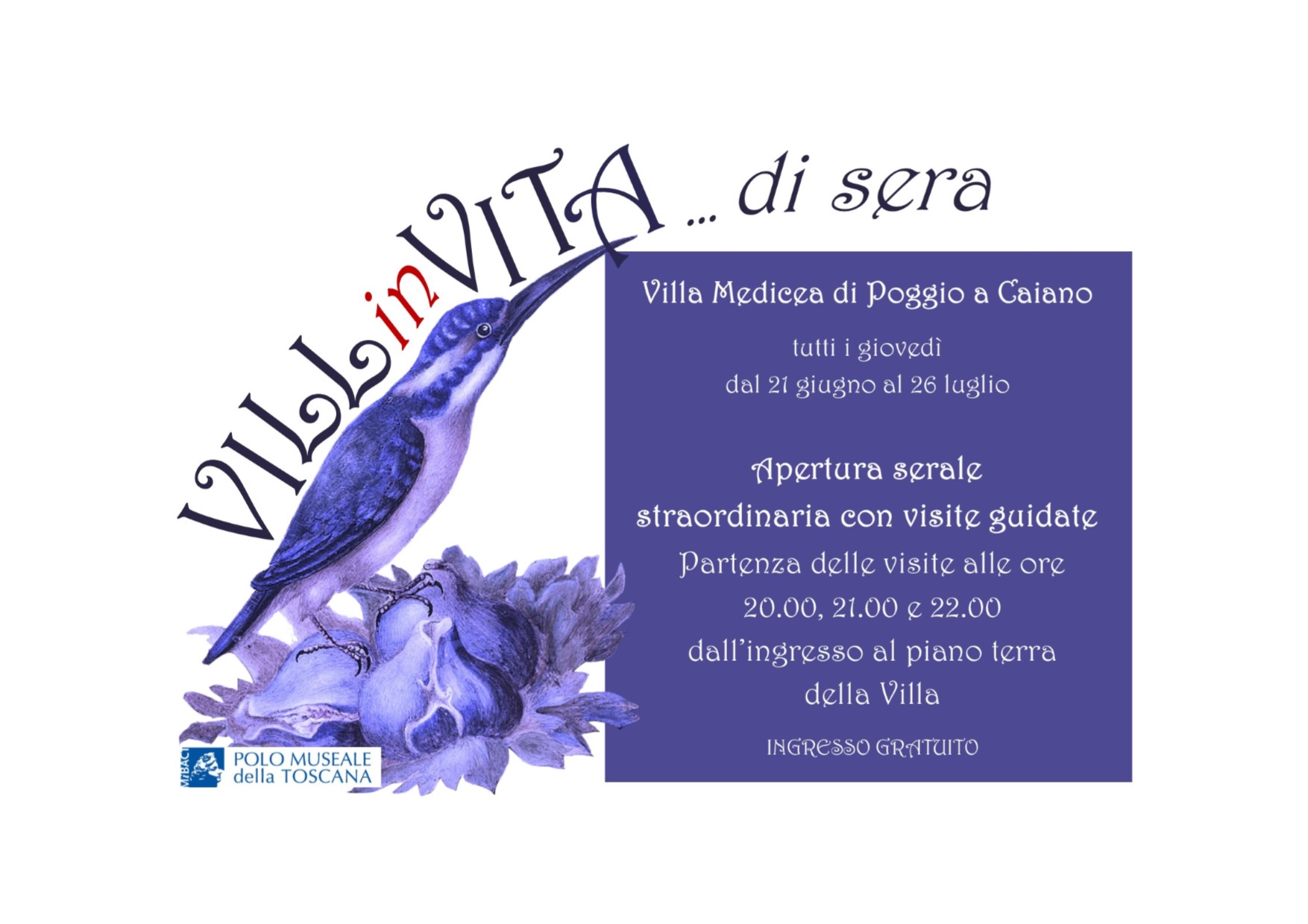 Poggio a Caiano (PO) – Villa medicea di Poggio a Caiano e Museo della Natura Morta. Villinvita di sera 2018