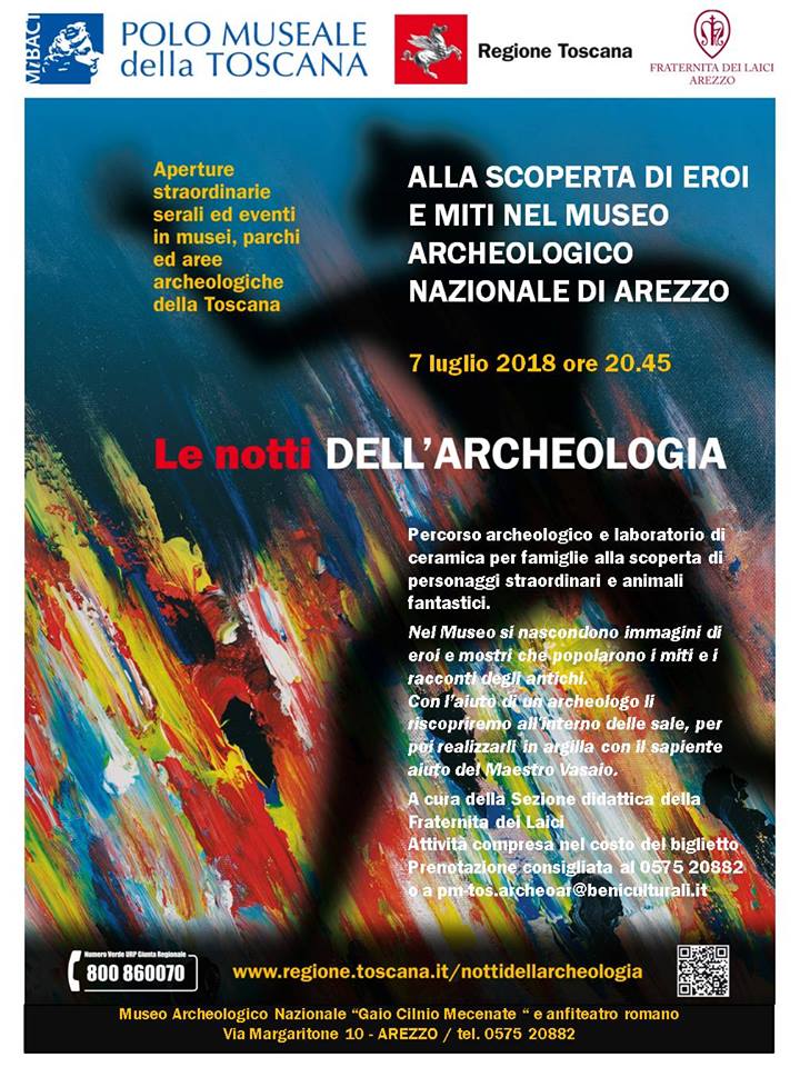 Arezzo – Museo Archeologico Nazionale “Gaio Cilnio Mecenate”. Aperture straordinarie serali “Alla scoperta di eroi e miti dell’antichità”