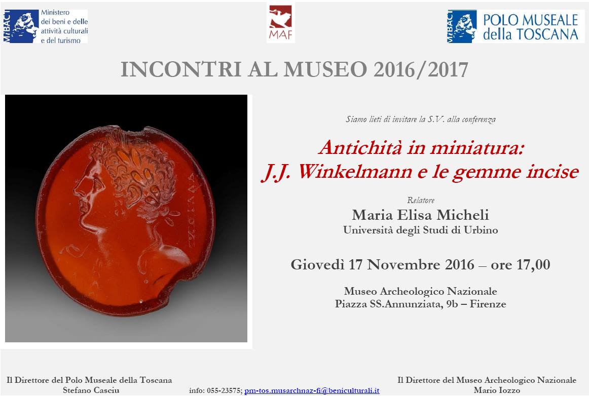 Firenze – MAF Museo Archeologico Nazionale. Incontri al Museo 2016 – 2017