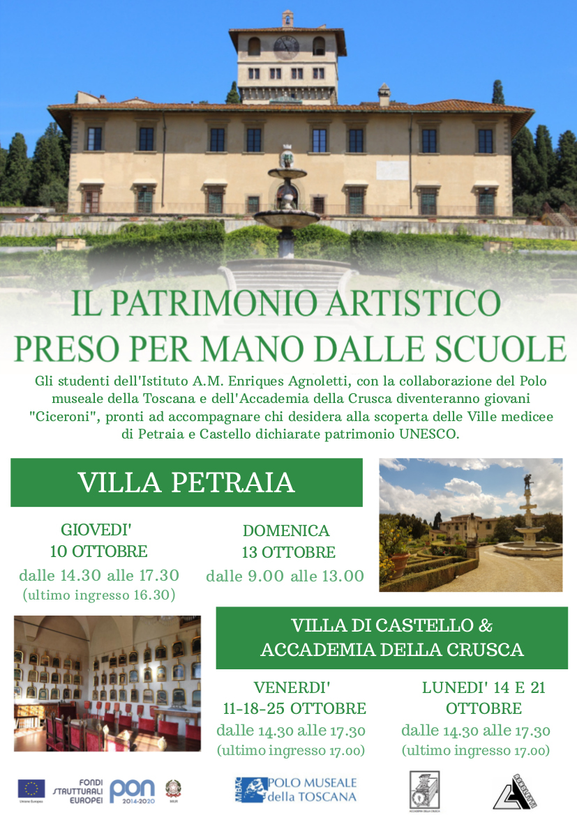 Firenze – Villa medicea della Petraia, Giardino e Villa medicea di Castello. %u201CIl patrimonio artistico preso per mano dalle scuole%u201D