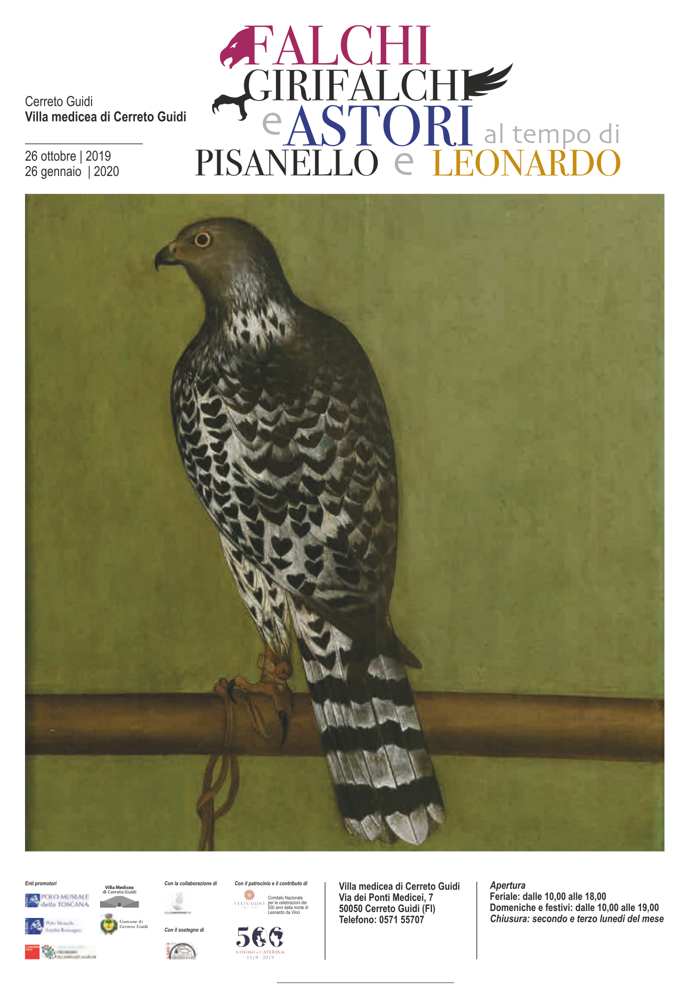 Cerreto Guidi (FI) – Villa medicea di Cerreto Guidi. Mostra “Falchi, girifalchi e astori al tempo di Pisanello e Leonardo”