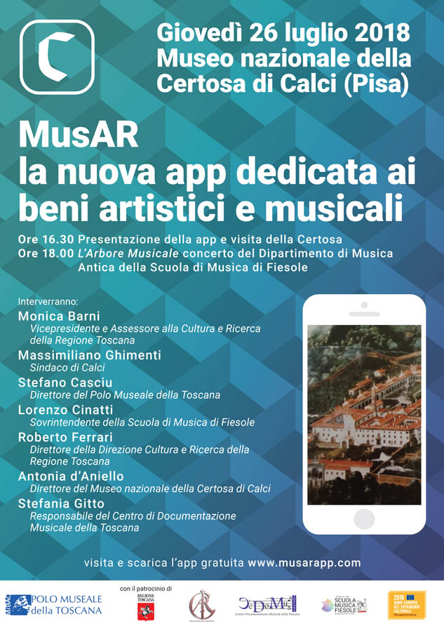 Calci (PI) – Museo Nazionale della Certosa Monumentale di Calci. Presentazione di MusAr, la nuova app dedicata ai beni artistici e musicali