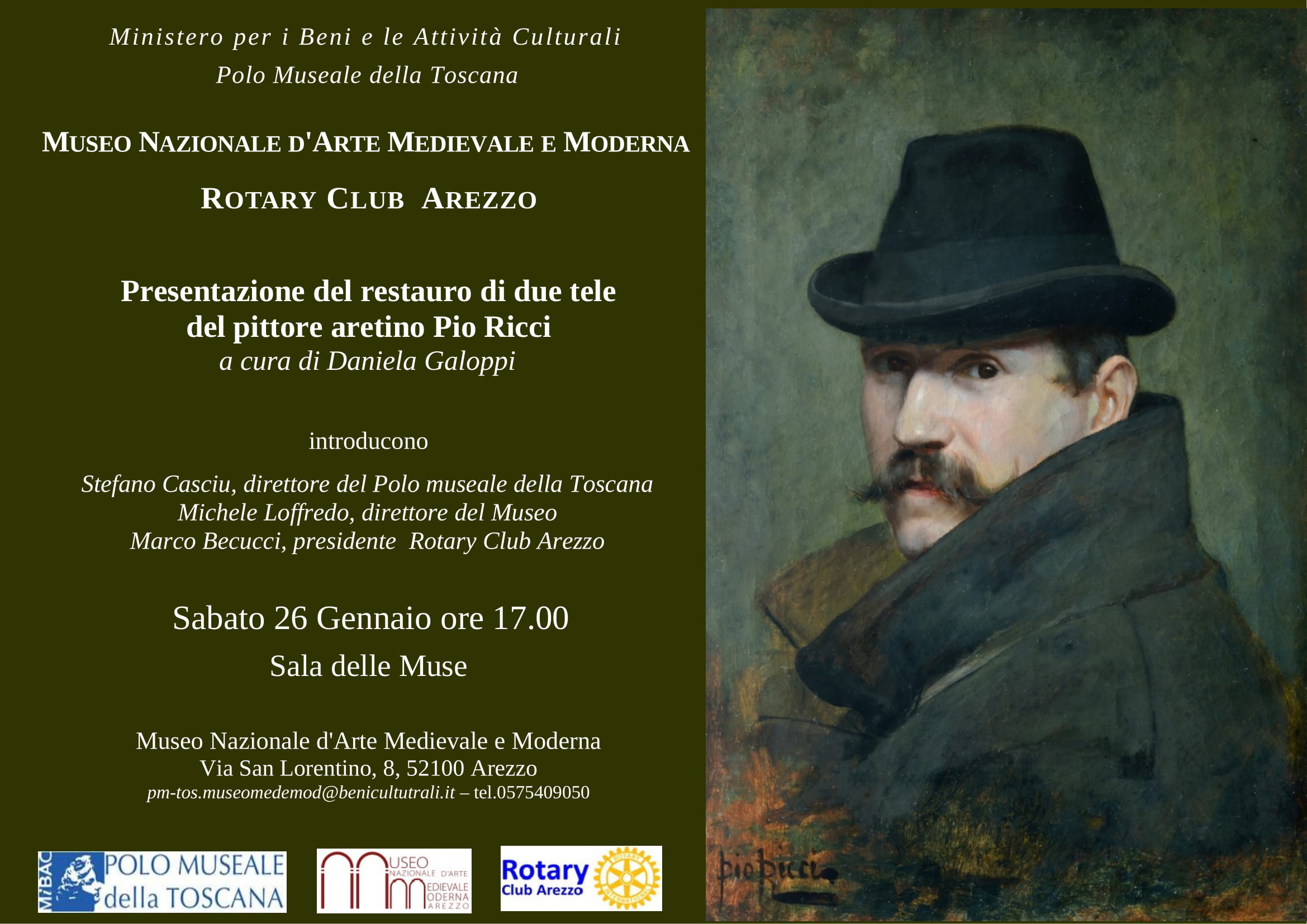 Arezzo – Museo Nazionale d’Arte Medievale e Moderna. Presentazione del restauro di due tele del pittore aretino Pio Ricci