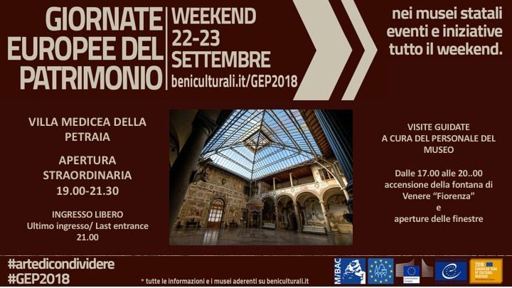 Firenze – Villa medicea della Petraia e Giardino della Villa di Castello. Aperture straordinarie  serali e Fontana di Venere  in funzione per le Giornate Europee del Patrimonio  #GEP2018 #artedicondividere #EuropeForCulture