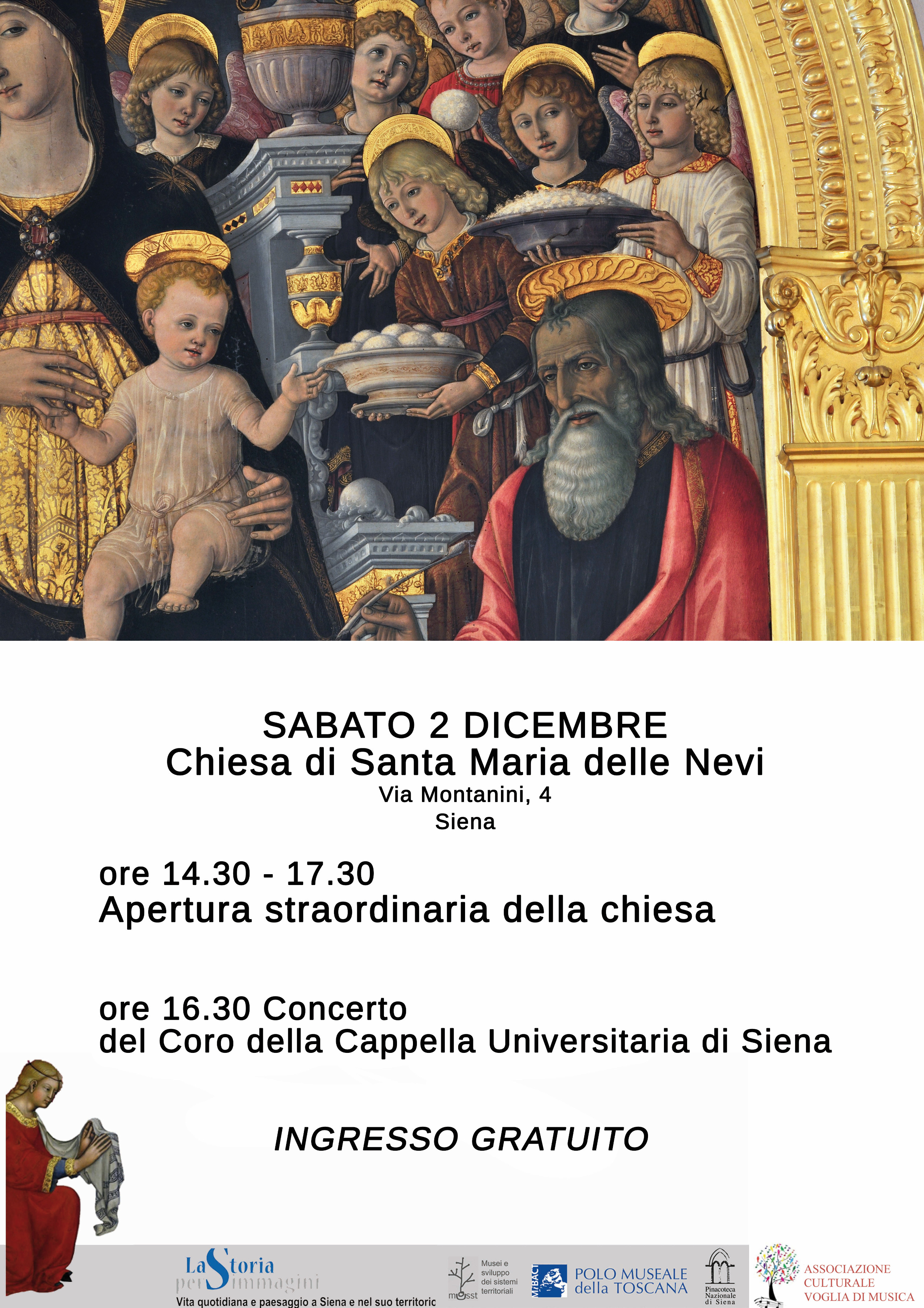 Siena – Chiesa di Santa Maria delle Nevi. Apertura straordinaria, concerto del Coro della Cappella Universitaria di Siena