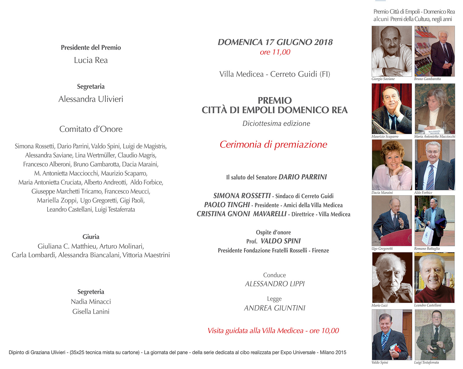 Cerreto Guidi (FI) – Villa medicea di Cerreto Guidi. Diciottesima edizione del “Premio Città di Empoli – Domenico Rea”