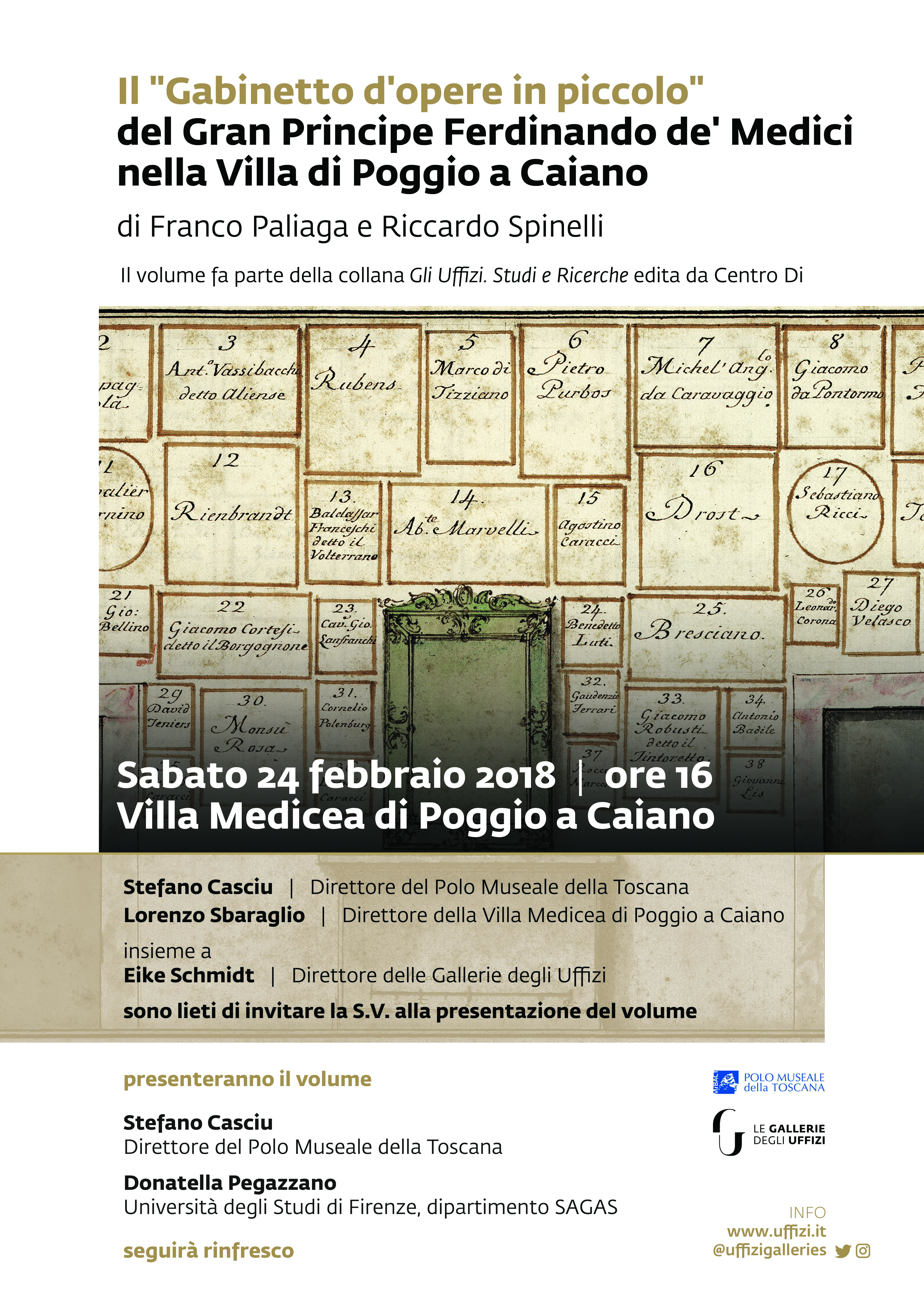 Poggio a Caiano (PO) – Villa medicea di Poggio a Caiano. Il  “Gabinetto d’opere in piccolo” del Gran Principe Ferdinando de’ Medici nella Villa di Poggio a Caiano