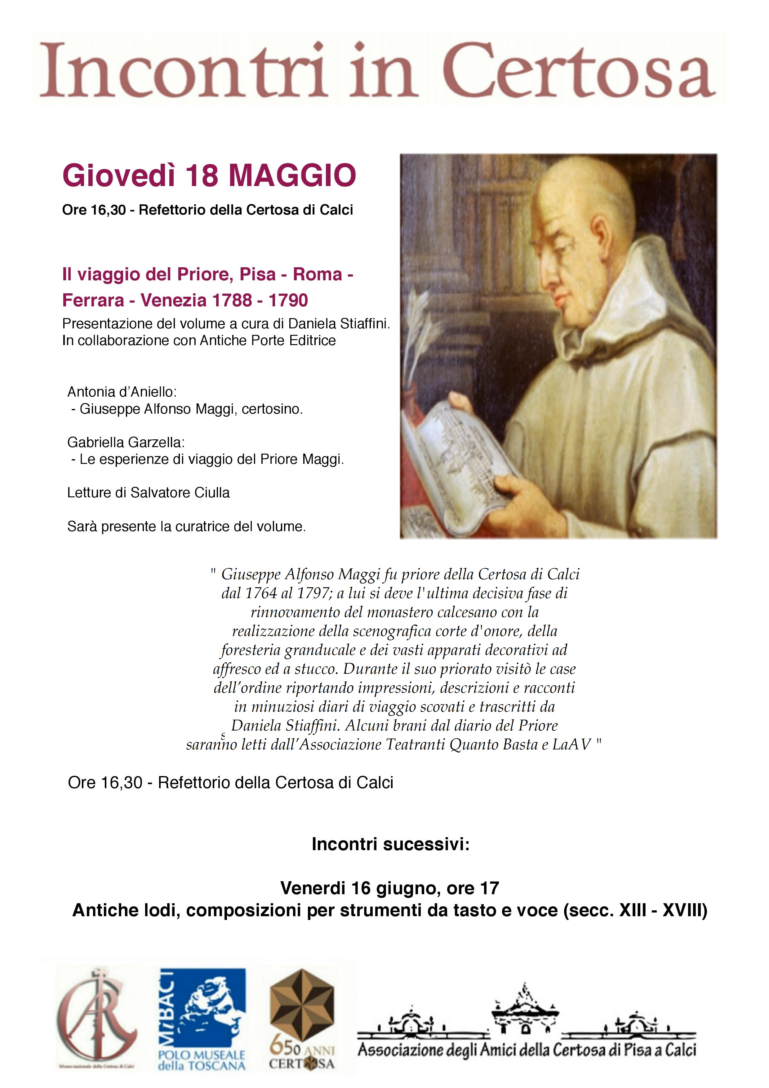 Calci (PI) – Museo Nazionale della Certosa Monumentale. “Il viaggio del Priore. Pisa %u2014 Roma %u2014 Ferrara %u2014 Venezia 1788-1790”