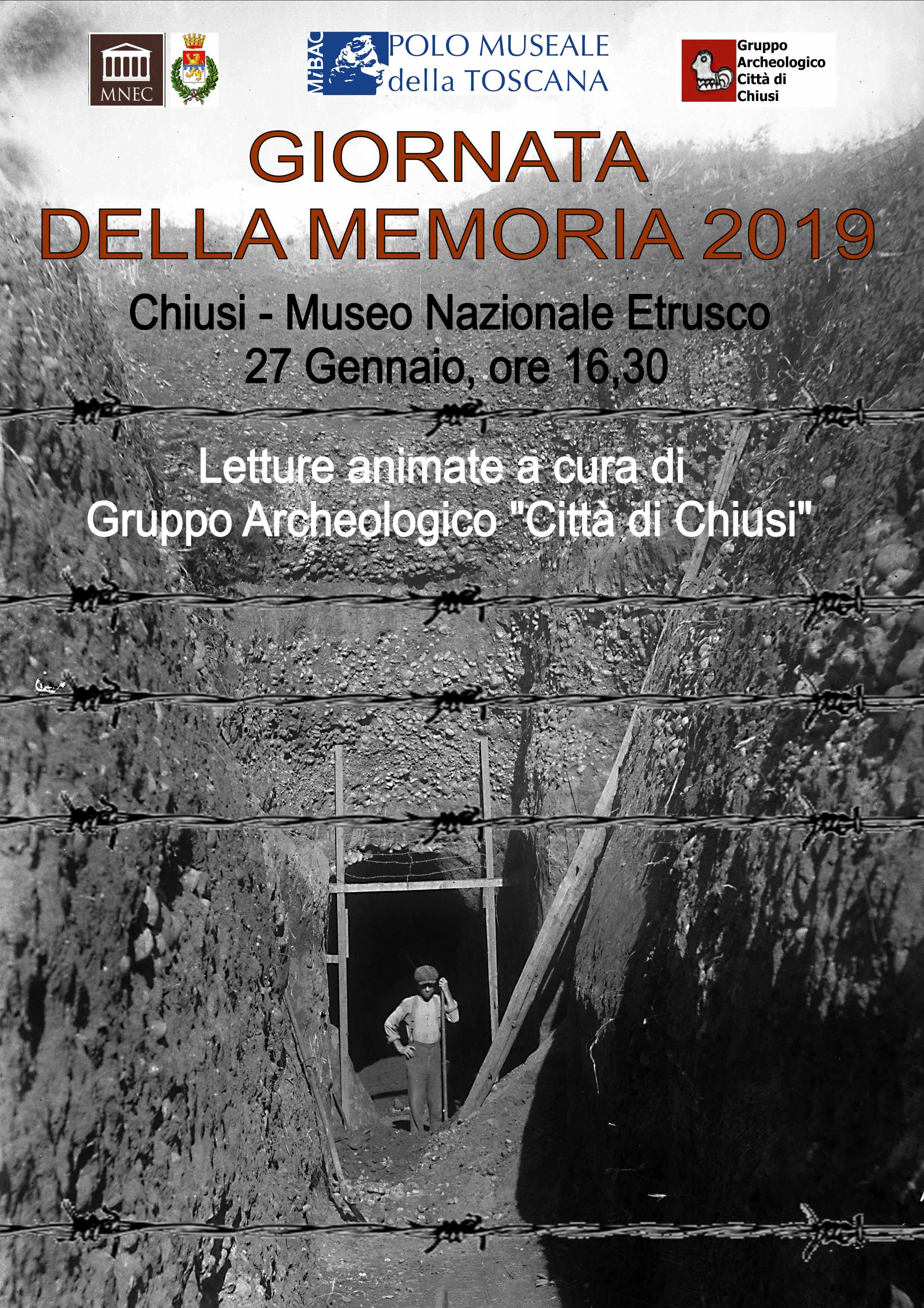 Chiusi (SI) – Museo nazionale etrusco. Giornata della Memoria 2019. Letture animate a cura del Gruppo Archeologico Città di Chiusi