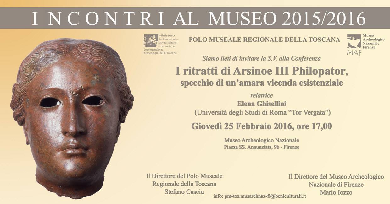 Incontri al museo: “I ritratti di Arsinoe III Philopator, specchio di un’amara vicenda esistenziale” conferenza di Elena Ghisellini.