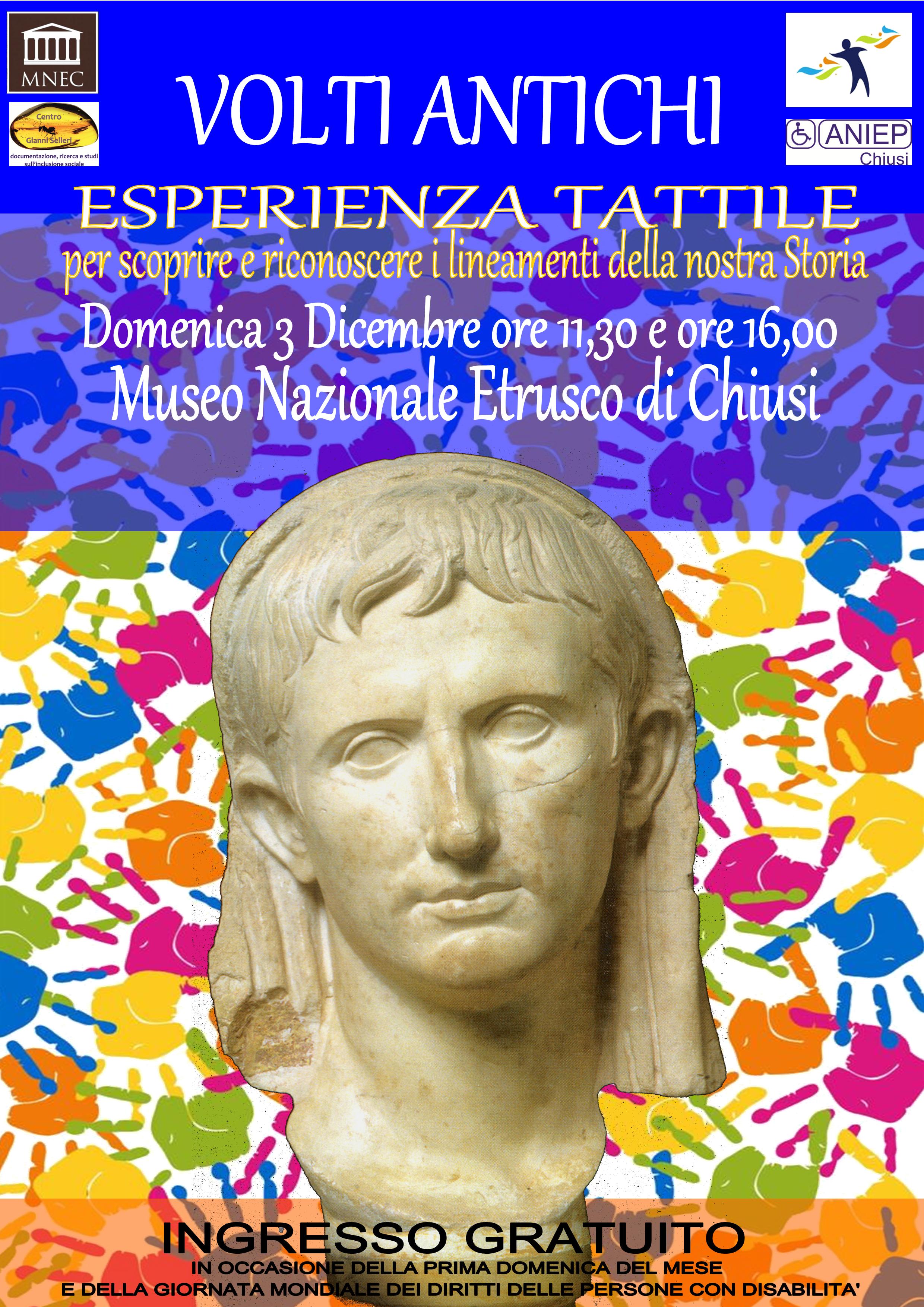 Chiusi (SI) – Museo Nazionale Etrusco. “Volti antichi”. Esperienza tattile per scoprire e riconoscere i lineamenti della nostra Storia