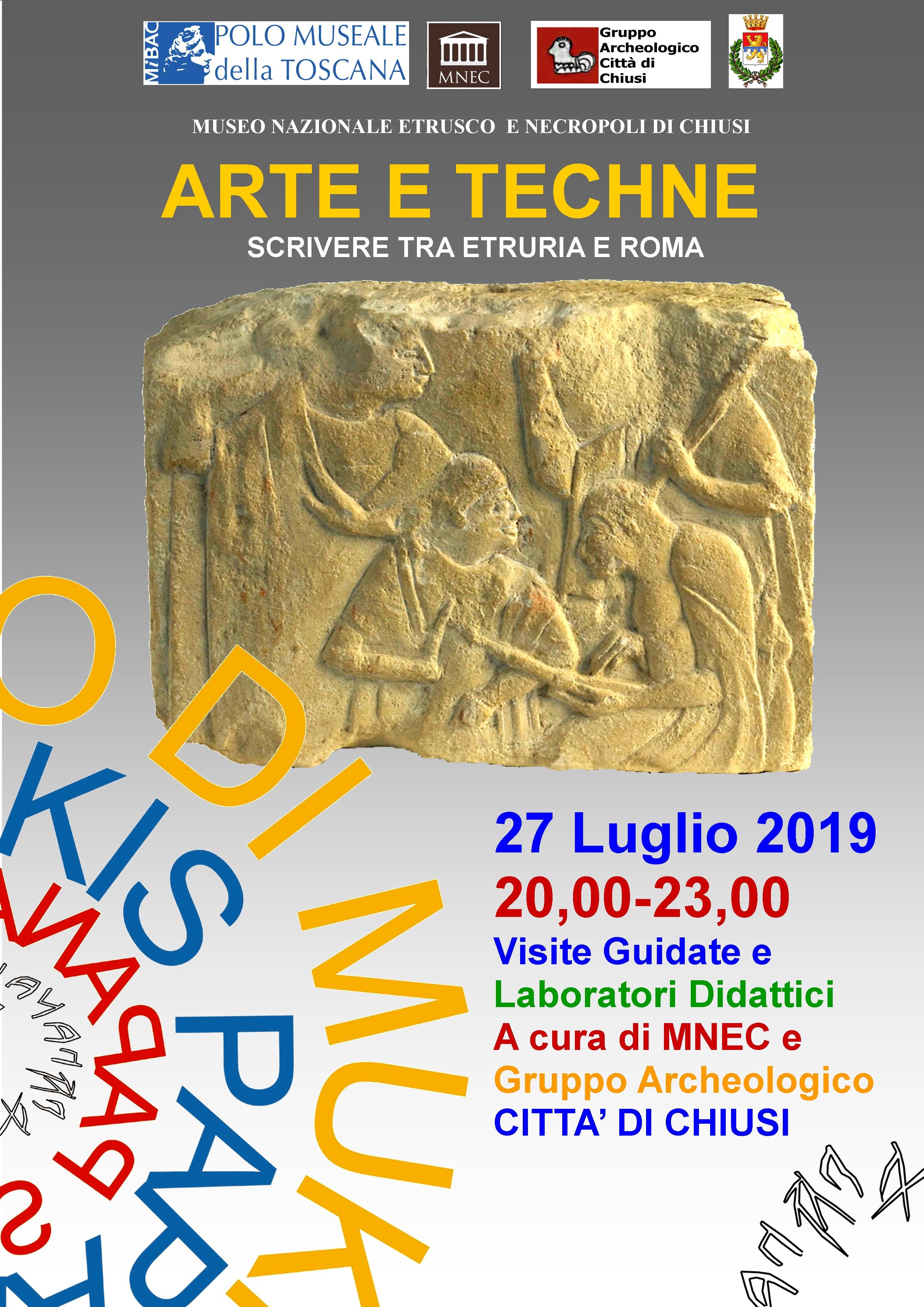 Chiusi (SI) – Museo Nazionale Etrusco. Apertura serale straordinaria e laboratorio “Arte e Techne”. Scrivere tra Etruria e Roma