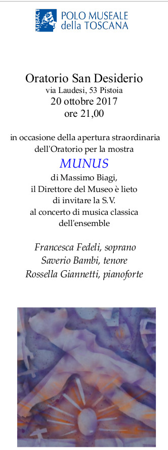 Pistoia – Oratorio di San Desiderio. Apertura straordinaria serale e concerto di musica classica