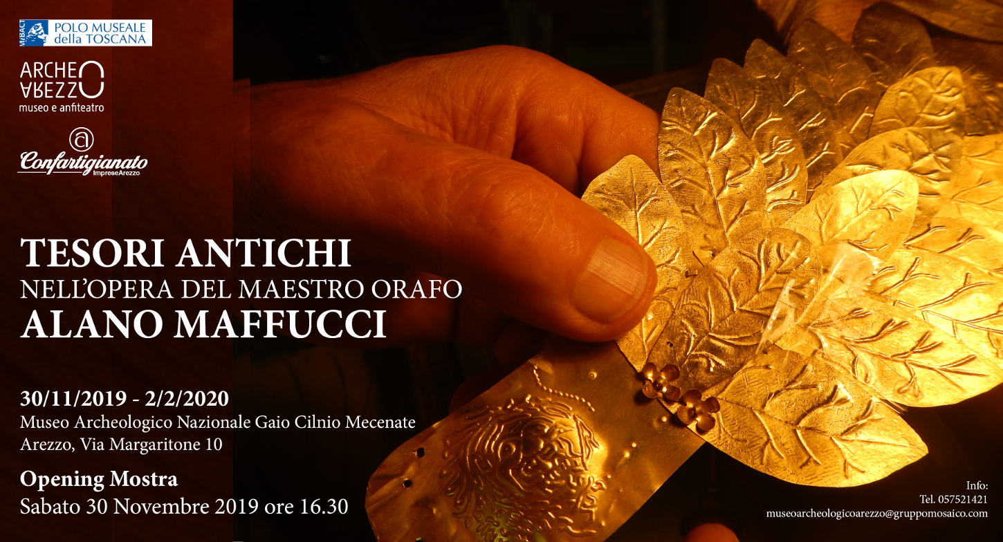 Arezzo – Museo Archeologico Nazionale “Gaio Cilnio Mecenate”.  Percorrendo l%u2019antichità  2019-2020 – IV edizione. Inaugurazione mostra “Tesori antichi nell%u2019opera del Maestro orafo Alano Maffucci”