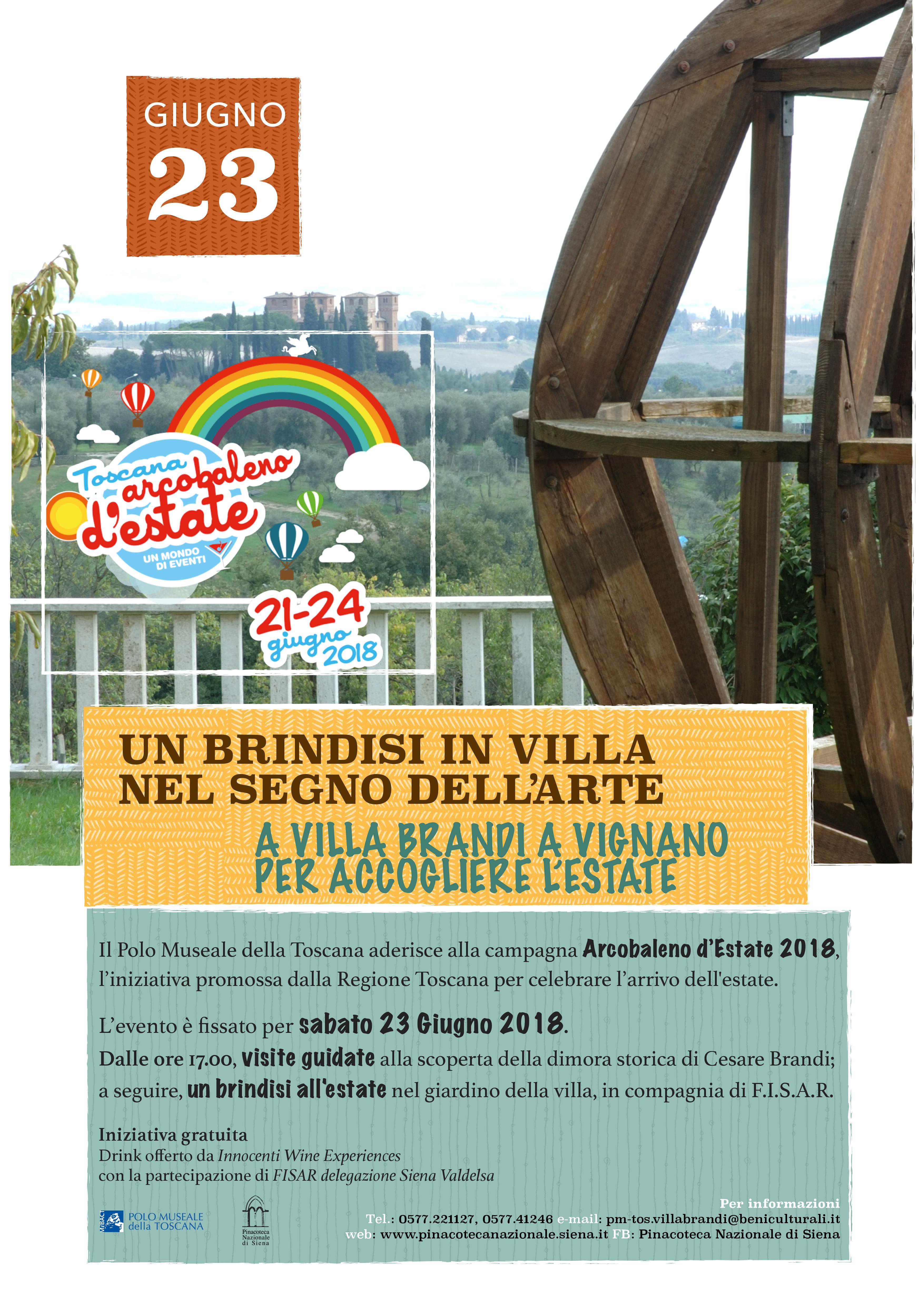 Siena – Villa Brandi. Un brindisi in villa nel segno dell’arte per Toscana Arcobaleno d’Estate