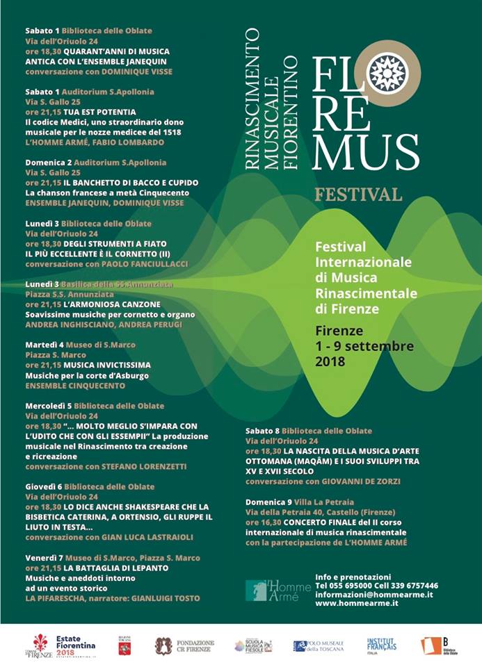 Firenze – Museo di San Marco e Villa medicea della Petraia. “FloReMus, Rinascimento Musicale Fiorentino”. II edizione del Festival internazionale di musica rinascimentale.