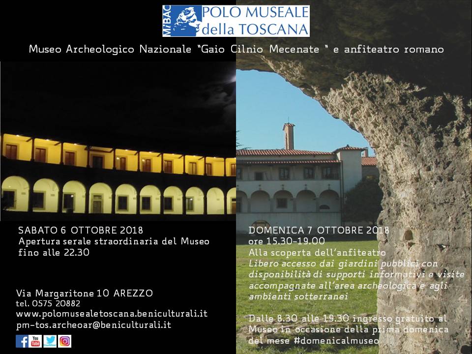 Arezzo – Museo Archeologico Nazionale “Gaio Cilnio Mecenate” e anfiteatro romano. Aperture straordinarie serali e iniziative per la #domenicalmuseo a ingresso gratuito