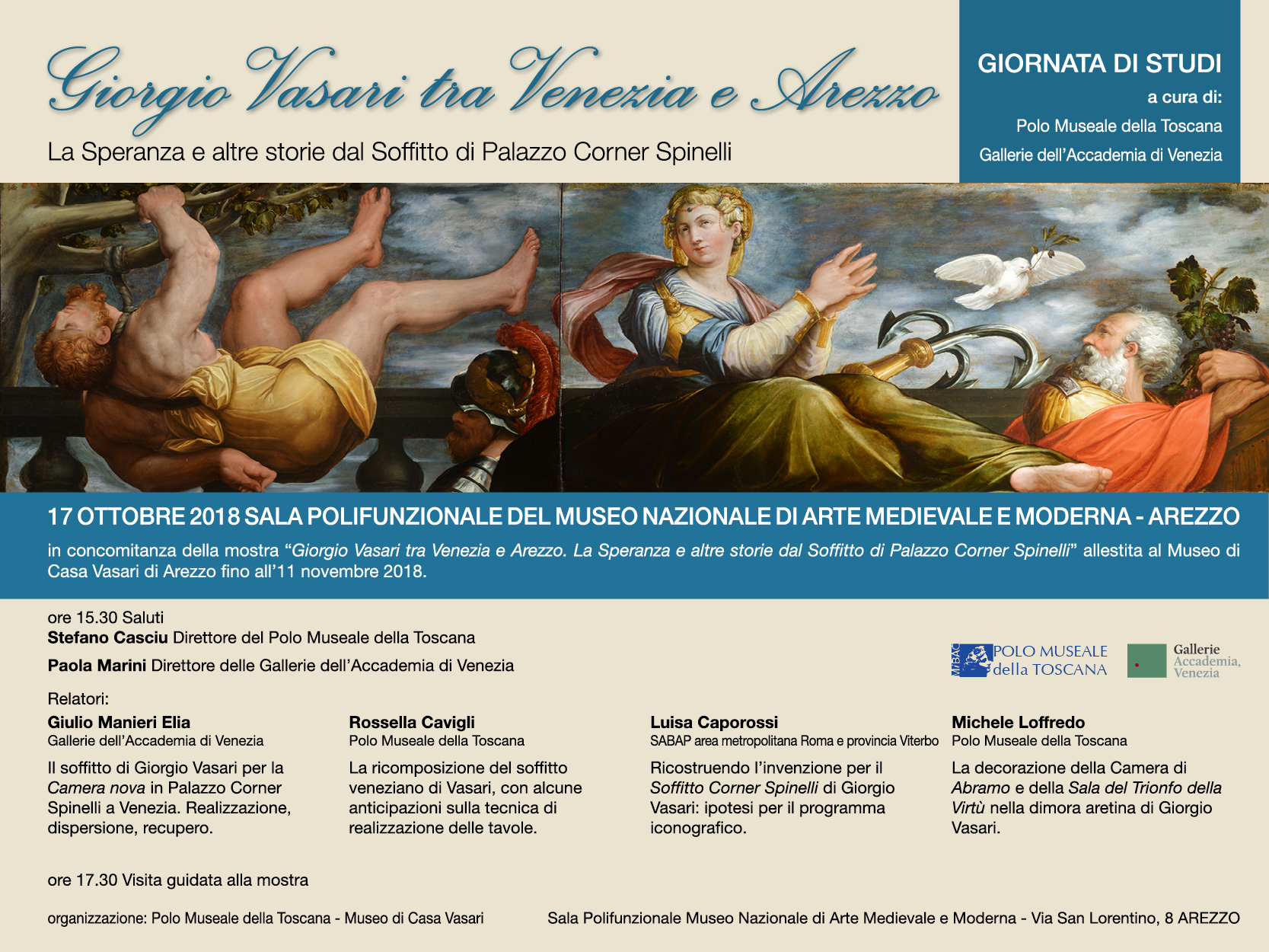 Arezzo – Museo Nazionale d’Arte Medievale e Moderna. Giornata di studi  “Giorgio Vasari tra Venezia e Arezzo – La Speranza e altre storie dal soffitto di Palazzo Corner- Spinelli “
