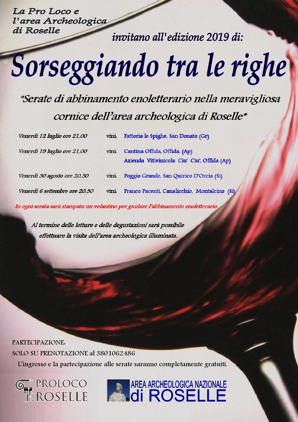 Grosseto – Area archeologica di Roselle. Sorseggiando tra le righe. Degustazioni, letture e visite guidate