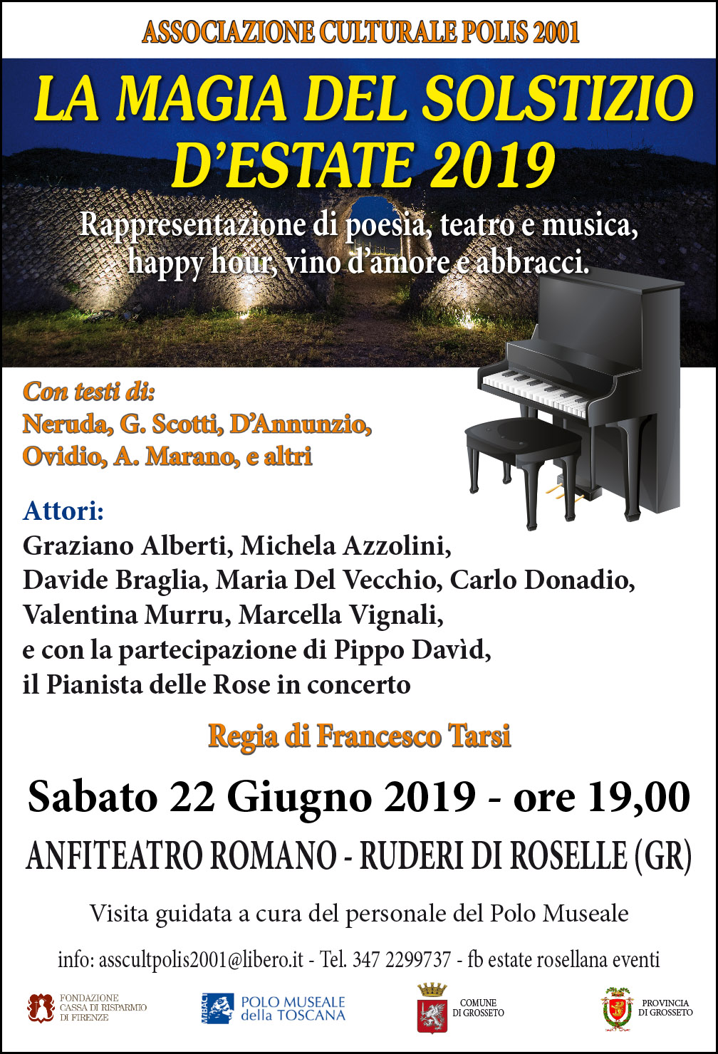 Grosseto – Area archeologica di Roselle e anfiteatro romano. “La magia del solstizio d%u2019estate 2019”