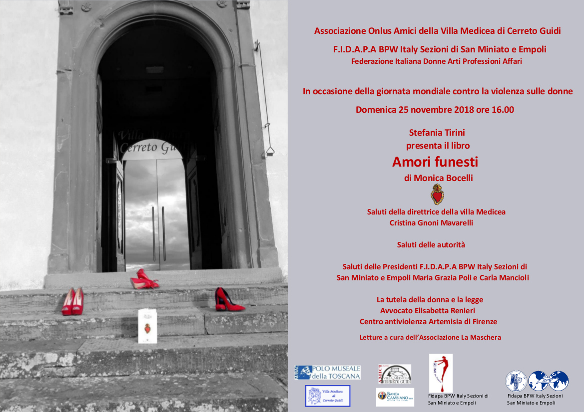 Cerreto Guidi (FI) – Villa medicea di Cerreto Guidi. “Amori funesti” presentazioni e incontri tematici in occasione della giornata mondiale contro la violenza sulle donne