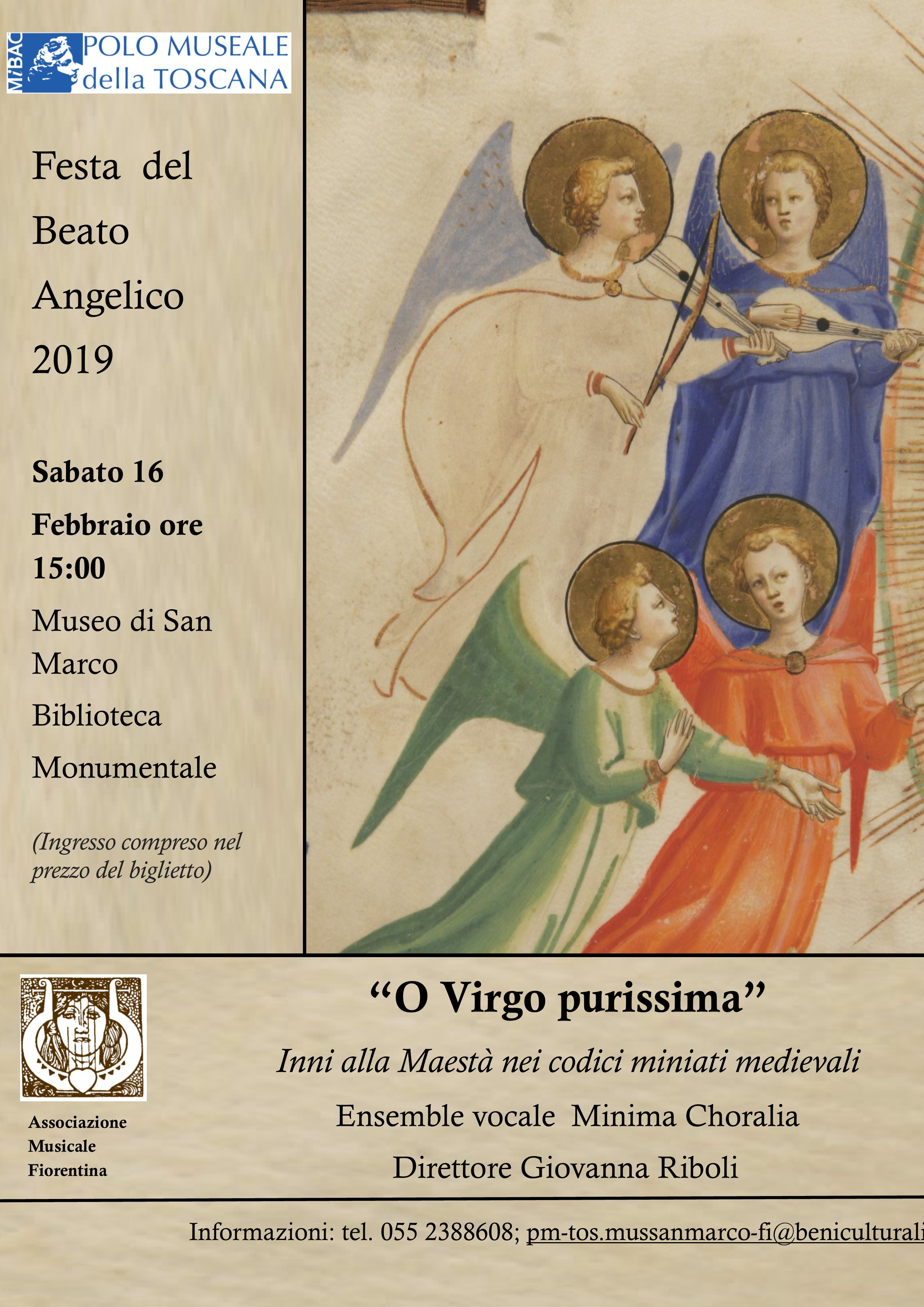Firenze – Museo di San Marco. Festa del Beato Angelico 2019.  “O Virgo purissima” Inni alla maestà nei codici miniati medievali