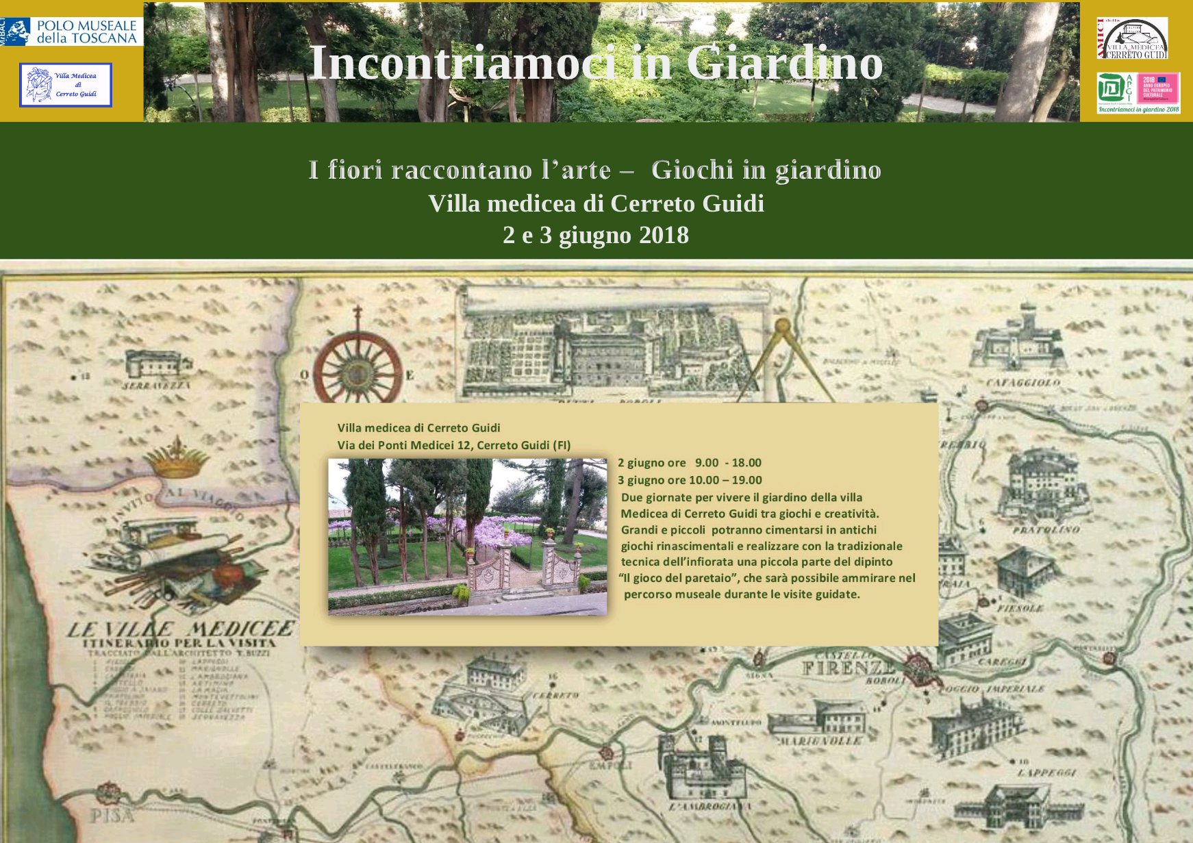 Cerreto Guidi (FI) – Villa medicea di Cerreto Guidi. “Incontriamoci in Giardino. I fiori raccontano l’arte”