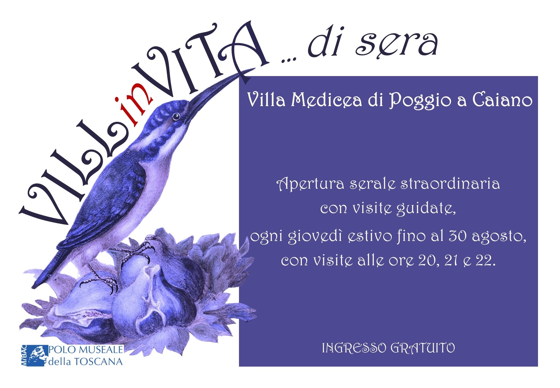 Poggio a Caiano (PO) – Villa medicea di Poggio a Caiano e Museo della Natura Morta. Villinvita di sera 2018.