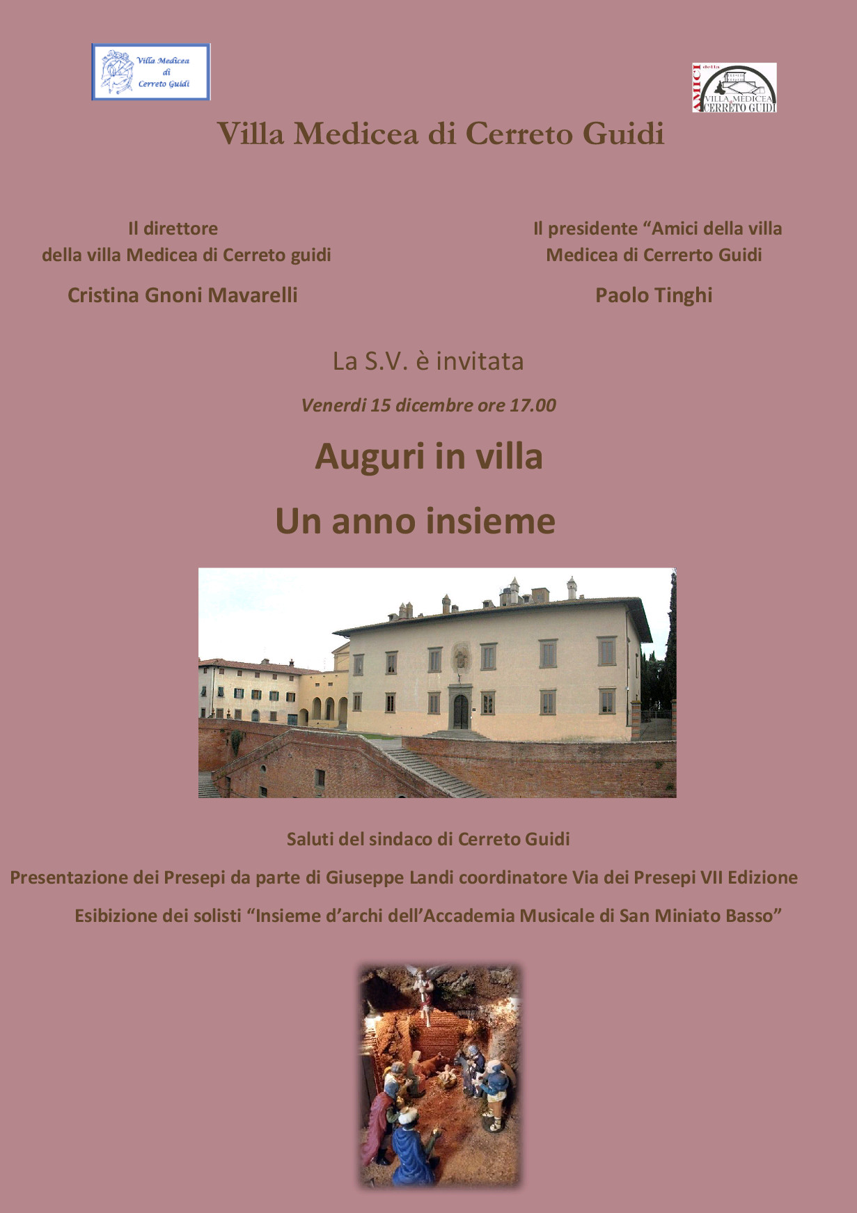 Cerreto Guidi (FI) – Villa medicea di Cerreto Guidi. Auguri in villa. Un anno insieme